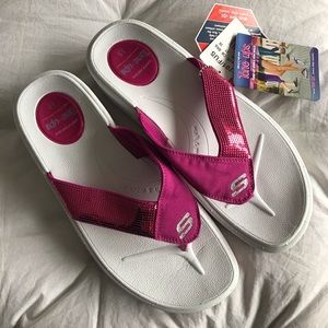 Skechers Tone Ups Women’s Sequined Flip Flops